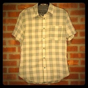 DKNY Men Plaid Collared Short Sleeve Shirt Size M